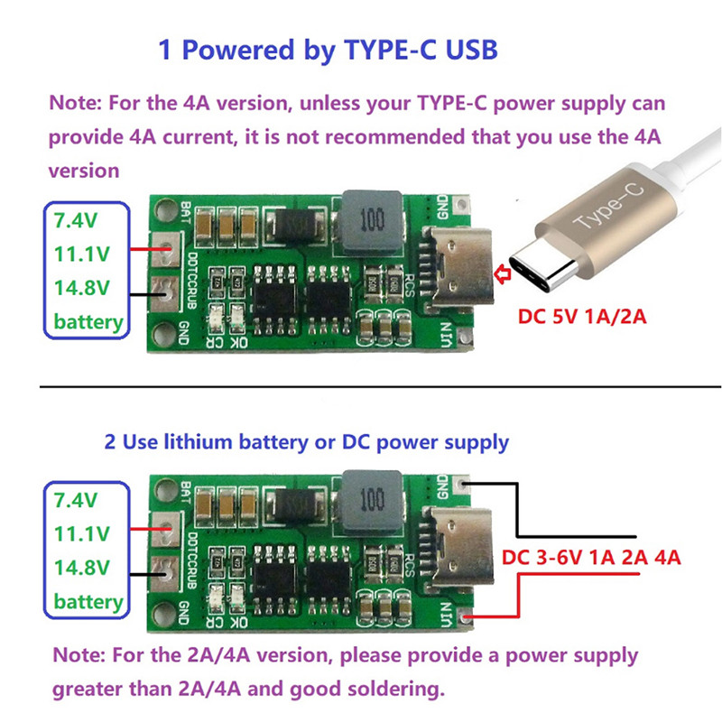 Multi-Cell 2S 3S 4S Type-C To  - Li Ion Charger Module 评论和价格