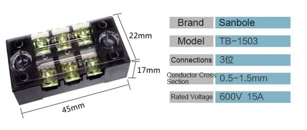10pcs Dual Row Copper TB-1503  - Screw Terminal Block 评论和价格